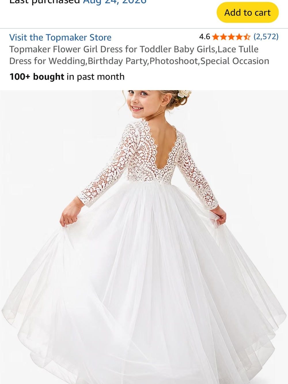 White Lace & Tulle Girls Party Dress